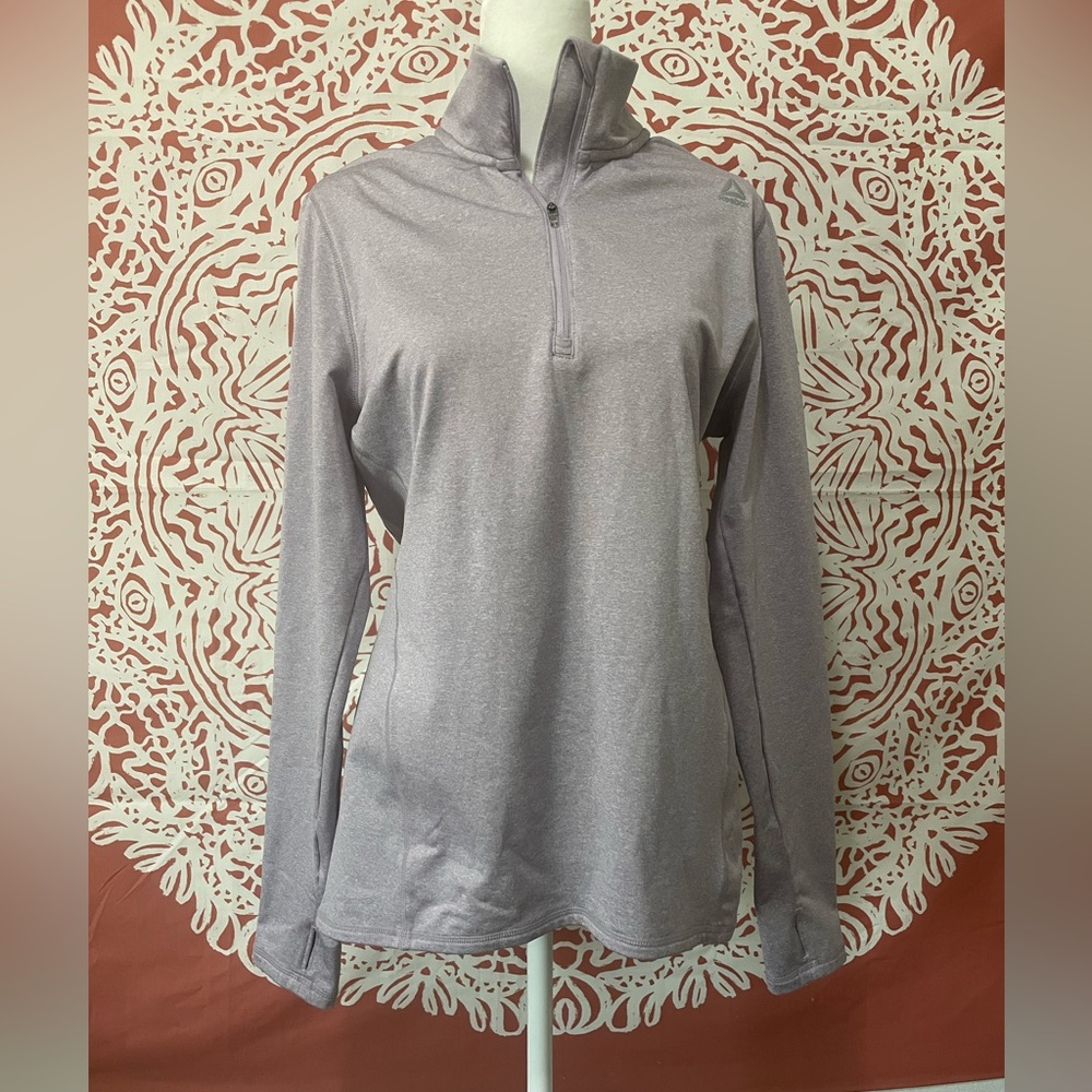 Reebok Ladies Purple Heather Half Zip Long Sleeve Pullover - L- | Color: Purple